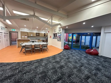 Sunbury Youth Centre main activity space and kitchen