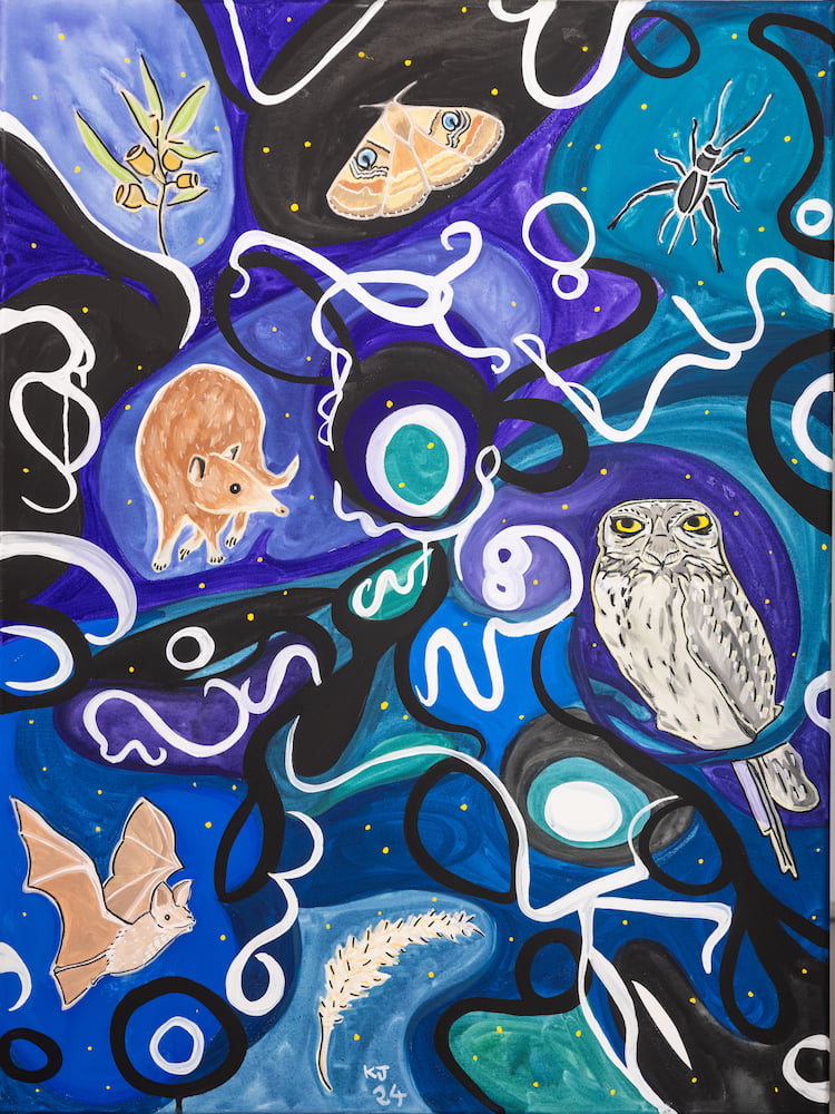 abstract art with native nocturnal fauna